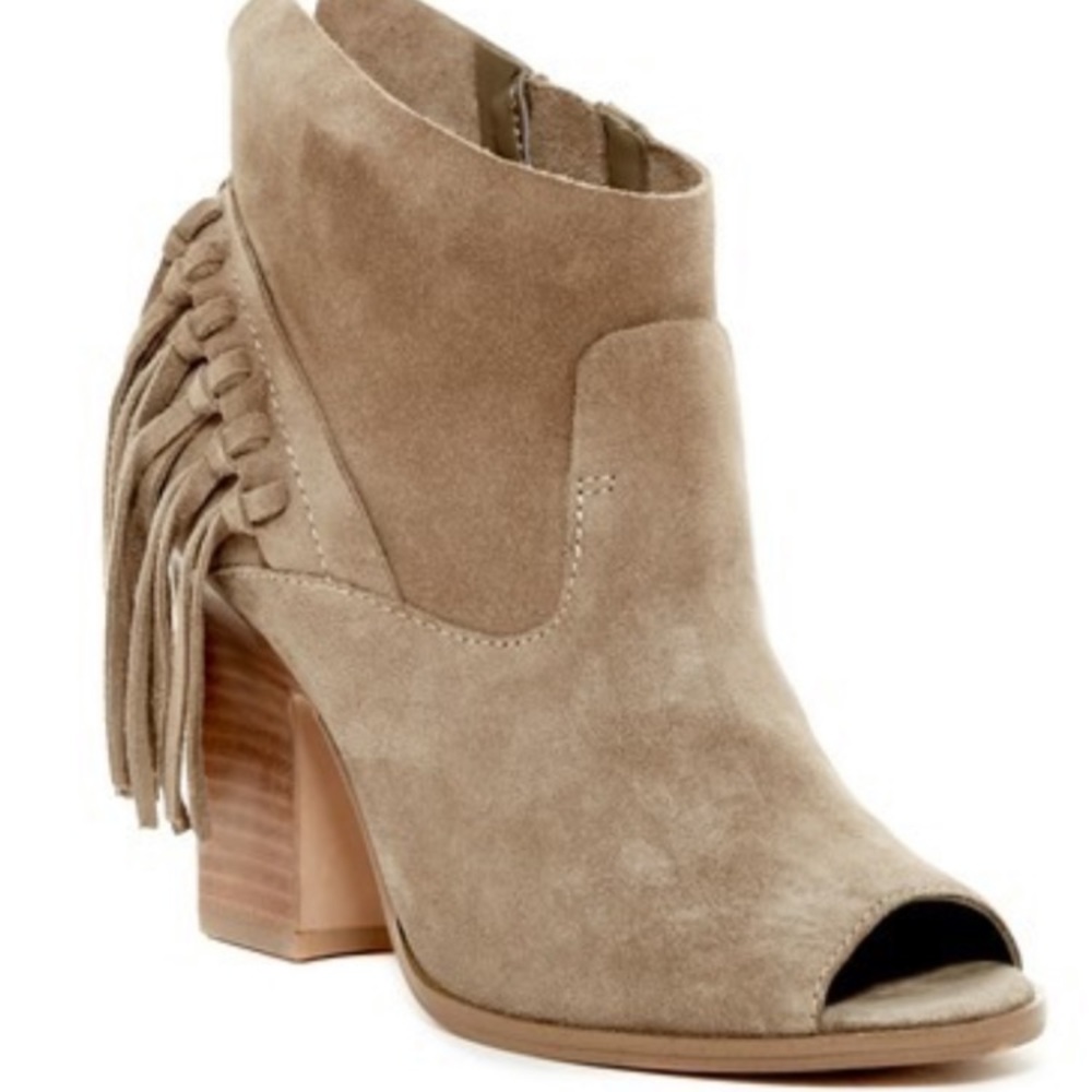 Marc Fisher Fringe peep toe bootie